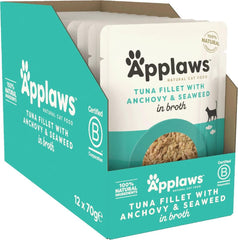 Applaws Tuna with Anchovy & Seaweed in Broth Wet Cat Food 70g Pouch
