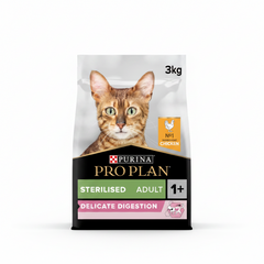Purina Pro Plan Sterilised Adult Delicate Digestion Dry Cat Food with Chicken, 3 kg