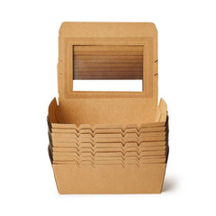 Kraft Lunch Box with Window – Brown & White | Eco-Friendly Takeaway Packaging