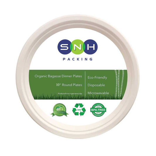 Bagasse Biodegradable Plate White 10Inch 500 Pieces - Your One Stop Solution UAE