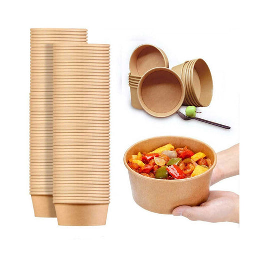 Kraft Paper Salad Bowl 500ML With Lid
