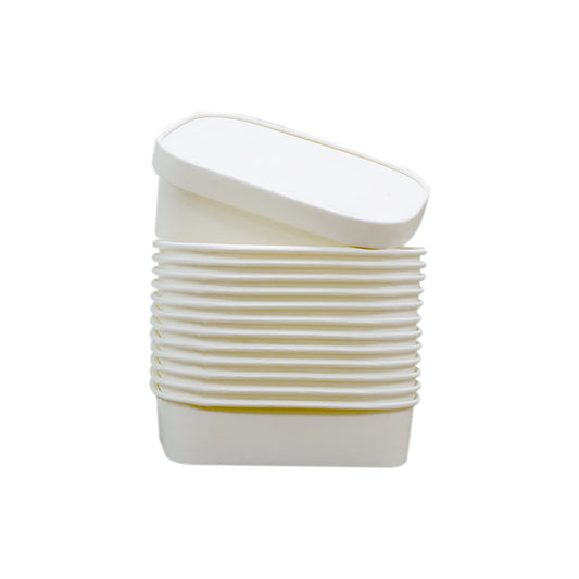 White Paper Container 500ML With Paper Lid 300 Pieces - Your One Stop Solution UAE