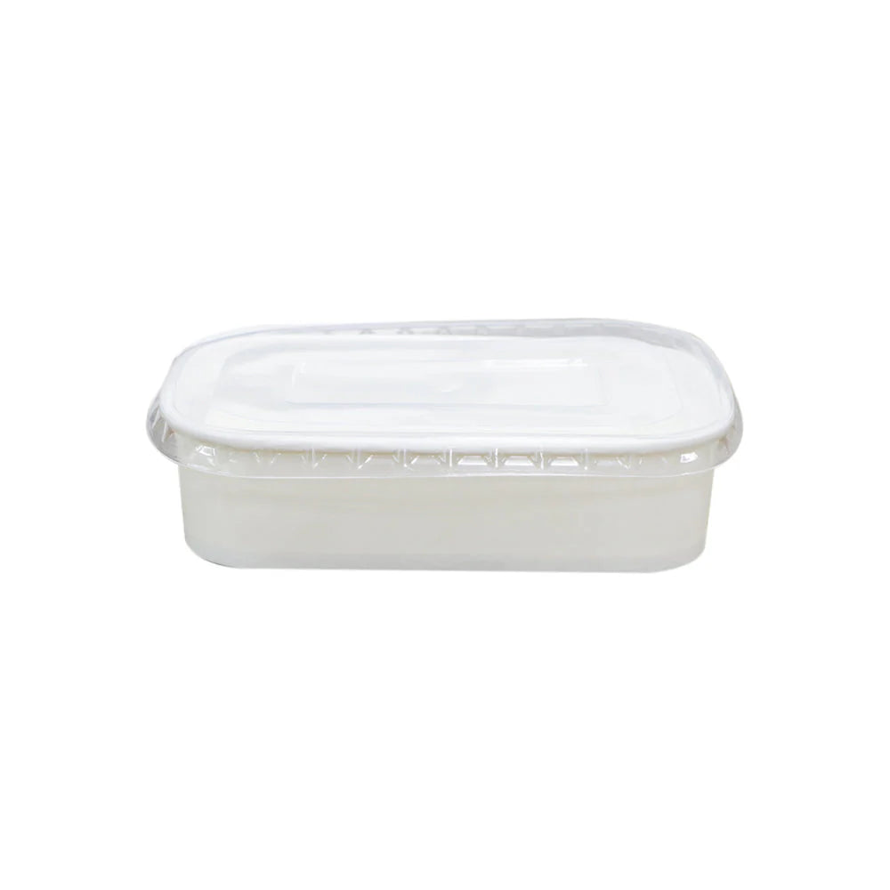 White Rectangular Paper Containers – 500ml–1000ml | Paper/PP Lids | 300 PCS | Eco-Friendly Boxes
