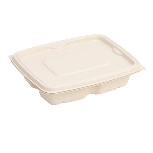 Bagasse Rectangular Containers with Lids Multiple Sizes| Eco-Friendly Disposable Takeaway