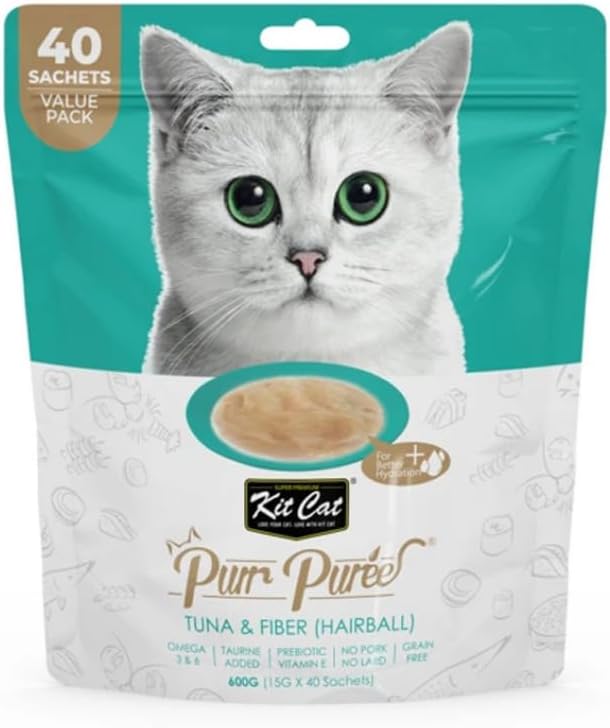 Kit Cat Puree 600g Tuna & Fiber(Hairball)-40pcs