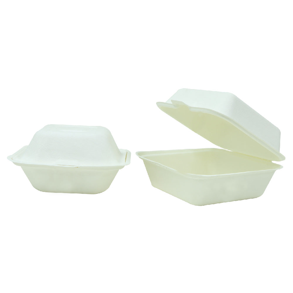 Bio Degradable Hinged Burger Box 6 Inch 25 Pieces