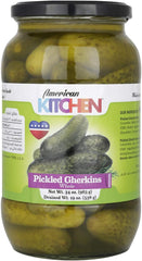 AMERICAN KITCHEN PICKLED GHERKINS WHOLE, 12 X 34OZ (963 GM)