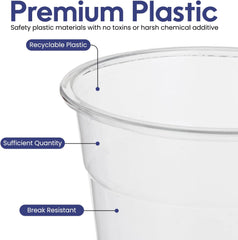 PET Juice Cups with Flat & Dome Lids – 8oz to 24oz | Clear Plastic Beverage Cups