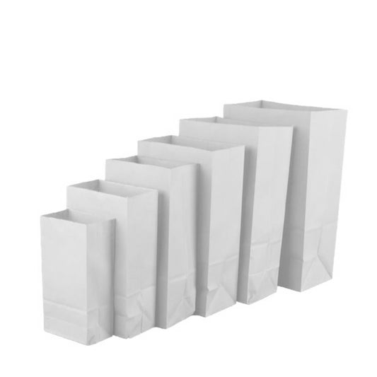 Paper Bags Flat Bottom – Brown & White | No. 0–5 | 4 KG | Eco-Friendly Takeaway Bags