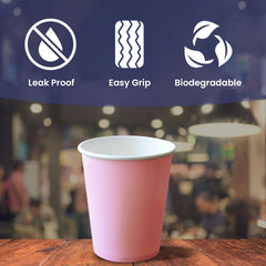 Single Wall Paper Cup Pink 8 Oz Without Lid