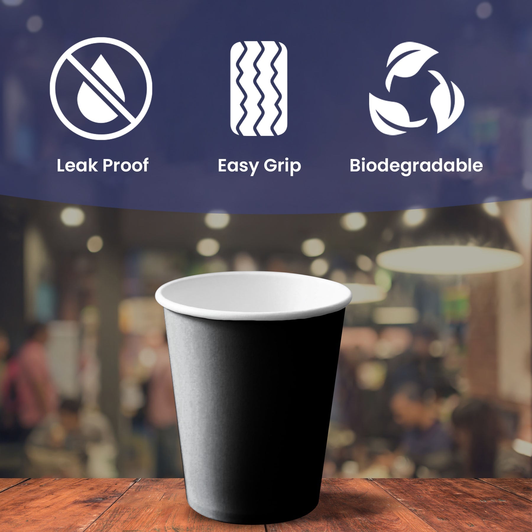 Single Wall Paper Cup Black 8oz Without Lid