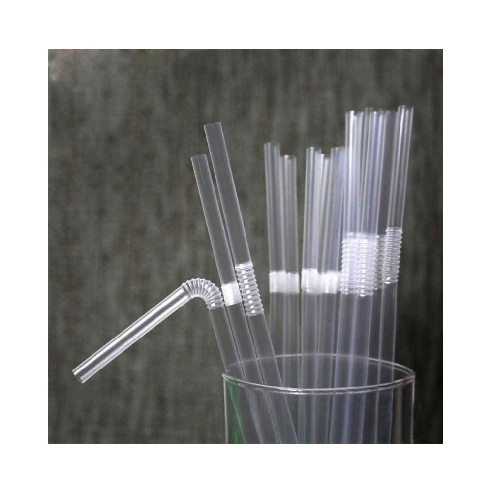 Plastic Flexible Straw Clear 500 Pieces