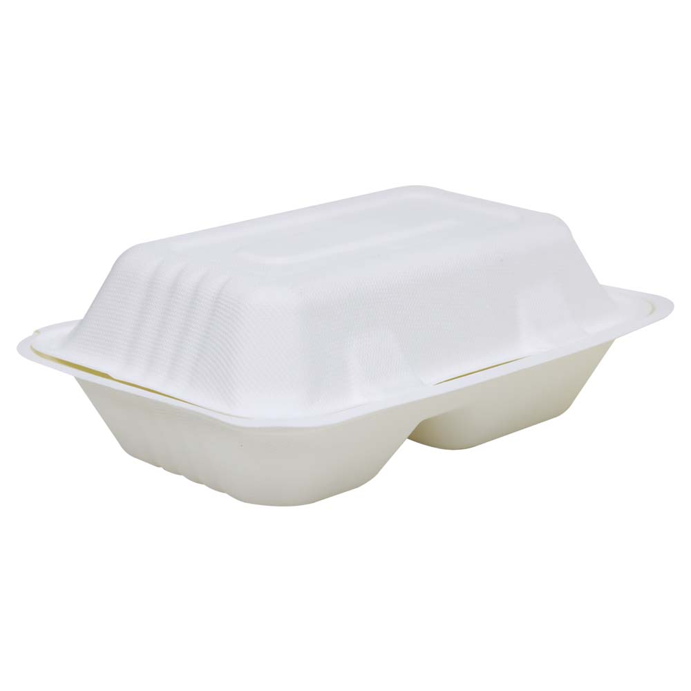 Bio Degradable Burger Box 6X9 Inch 2 Compartment 25 Pieces