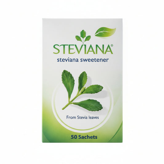 Steviana Sweetener 50 Sachets   Zero Calorie Sugar Substitute