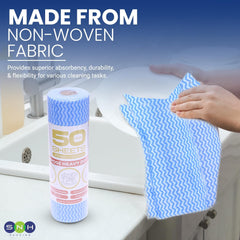 AL FAJR – J Cloth Roll Blue 25x30 cm | 50 PCS x 24 PKTS | Bulk Multipurpose Cleaning Wipes