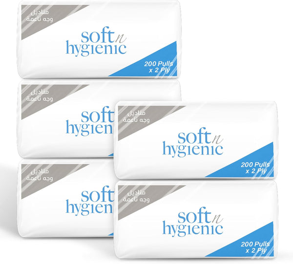 Soft & Hygienic Nylon Facial Tissues – 200 Sheets | Pack of 5 or 10 Boxes