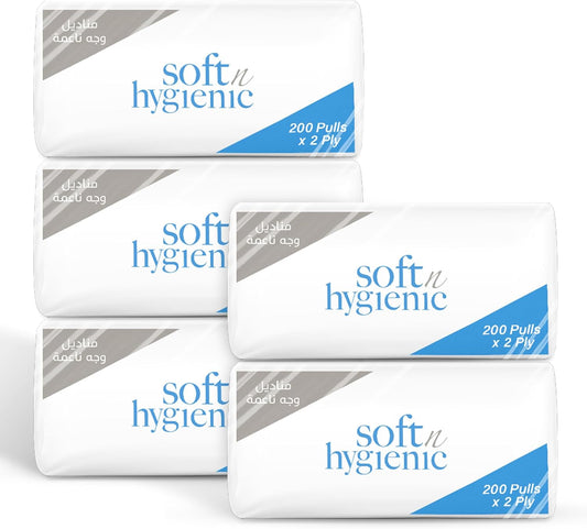 Soft & Hygienic Nylon Facial Tissues – 200 Sheets | Pack of 5 or 10 Boxes