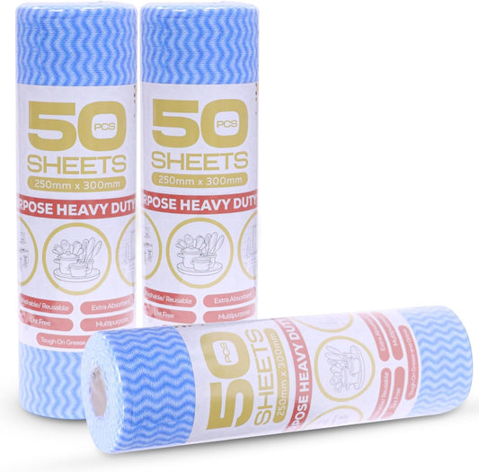 AL FAJR – J Cloth Roll Blue 25x30 cm | 50 PCS x 24 PKTS | Bulk Multipurpose Cleaning Wipes