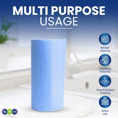 SNH J Cloth Roll Blue | 50 PCS x 24 PKTS | Multipurpose Cleaning Wipes
