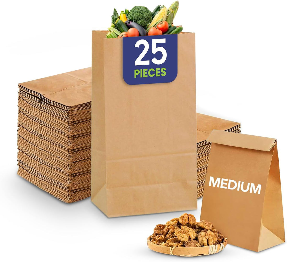 Square Bottom Paper Bags – Brown & White | Multiple Sizes | Eco-Friendly Kraft Takeaway Bags