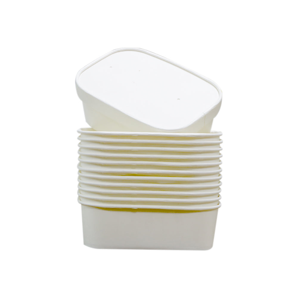 White Paper Container 750ML With Paper Lid 25 Pieces