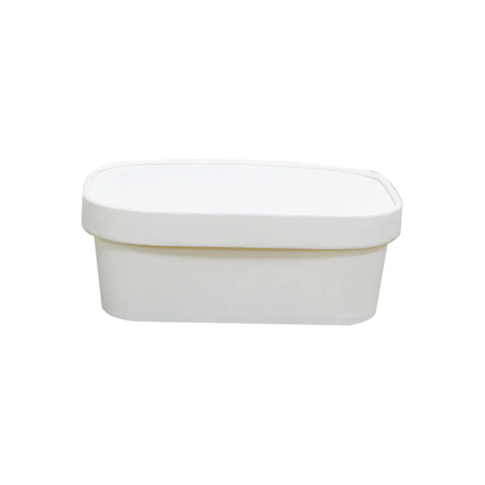 White Rectangular Paper Containers – 500ml–1000ml | Paper/PP Lid | Eco-Friendly Packaging