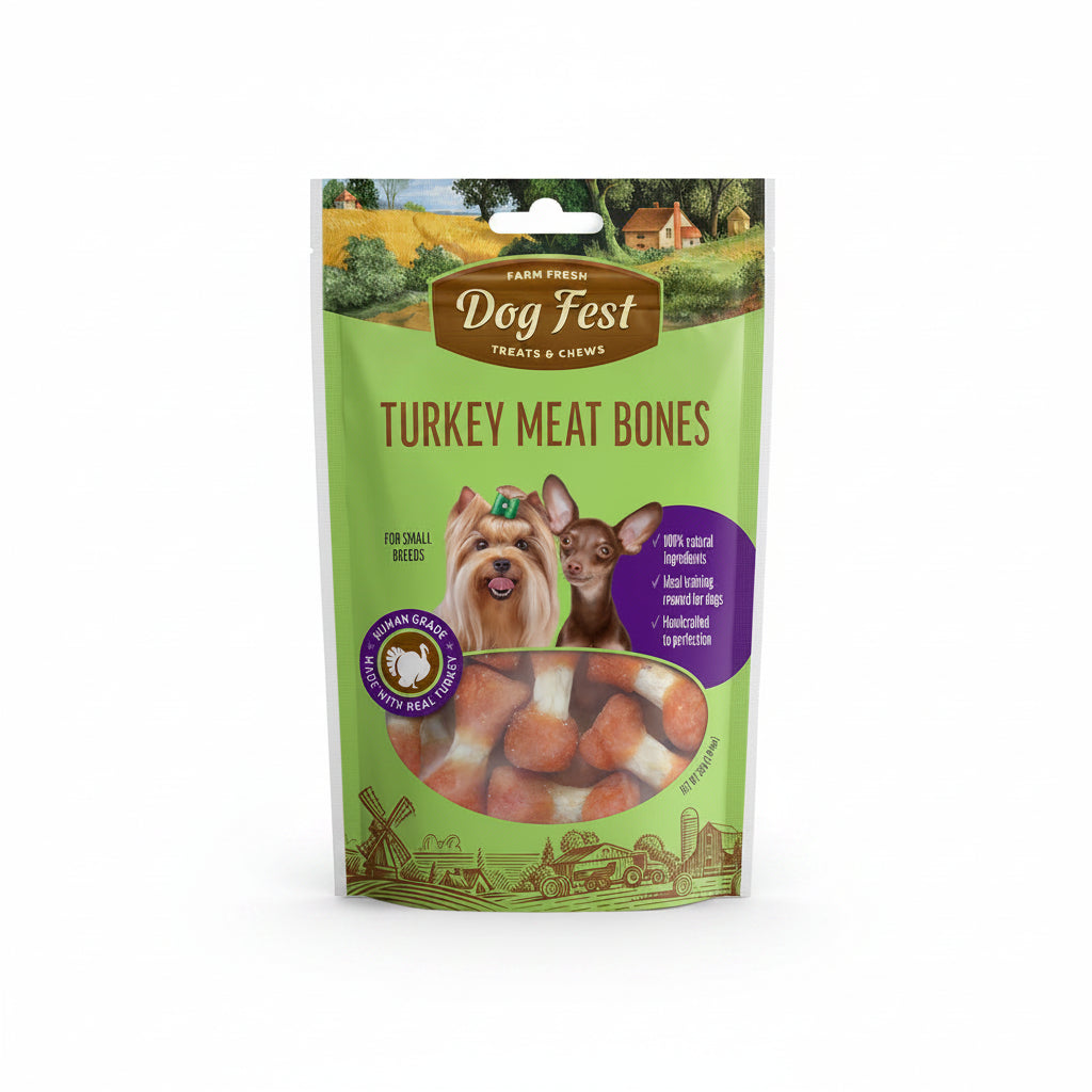 Dog Fest Turkey Meat Bones For Small Breeds[Weight - 55g]