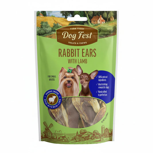 Dog Fest Rabbit Ears With Lamb For Mini-Dogs - 55g