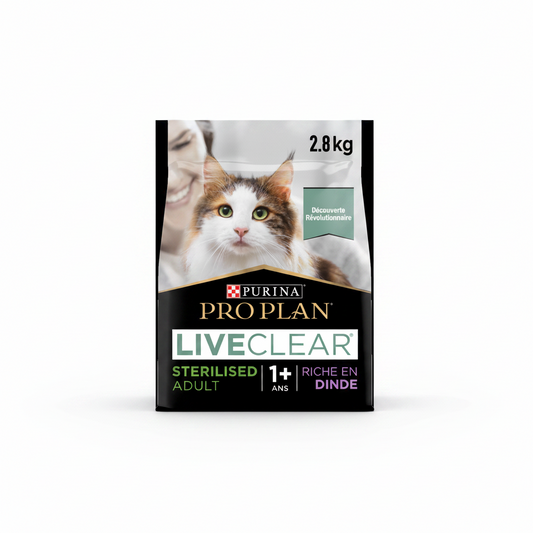 Purina Pro Plan LiveClear Sterilised Adult, Allergen Reducing Dry Cat Food with Turkey 2.8 kg