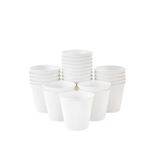 Paper Cup Ripple Wall – White | 4oz, 8oz & 12oz | Hot & Cold Beverage Cups