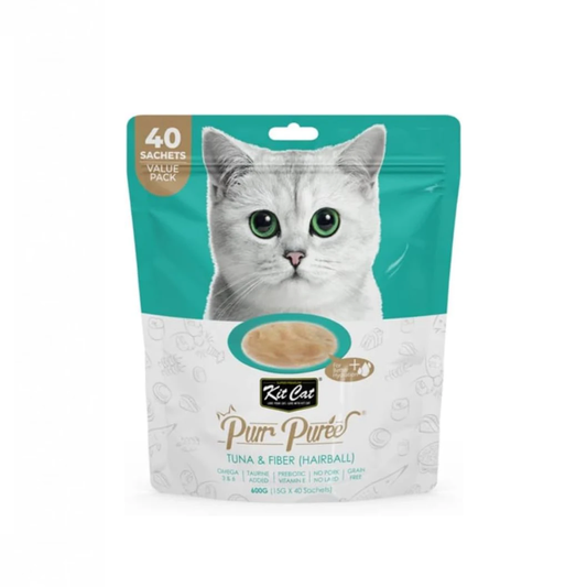 Kit Cat Puree 600g Tuna & Fiber(Hairball)-40pcs