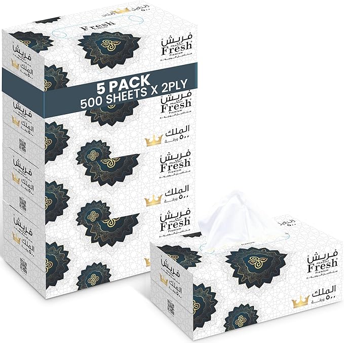 FRESH KING Facial Tissue 5 Boxes | Soft & Hygienic Disposable Tissues