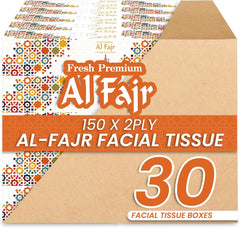 Al Fajr Facial Tissue – 150 Sheets, 2-Ply | Soft & Strong Facial Tissue | 5 Boxes