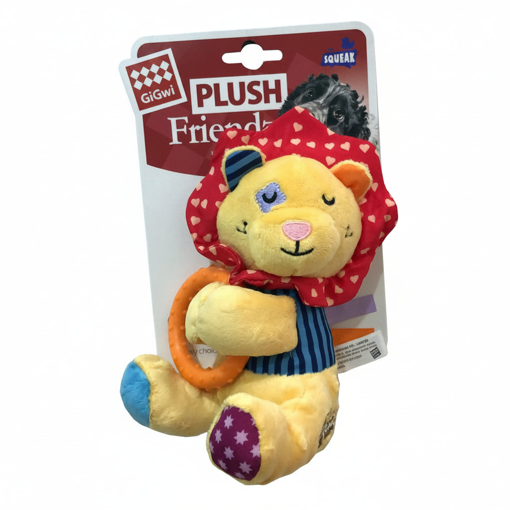 Lion Plush Friendz with Squeaker & TPR Ring