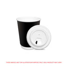 Black Double Wall Paper Cups with Bagasse Lids