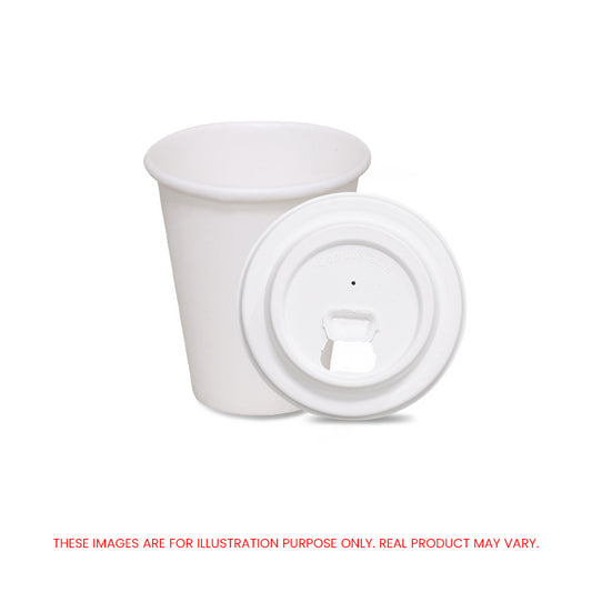 White Single Wall Paper Cup with Bagasse Lid