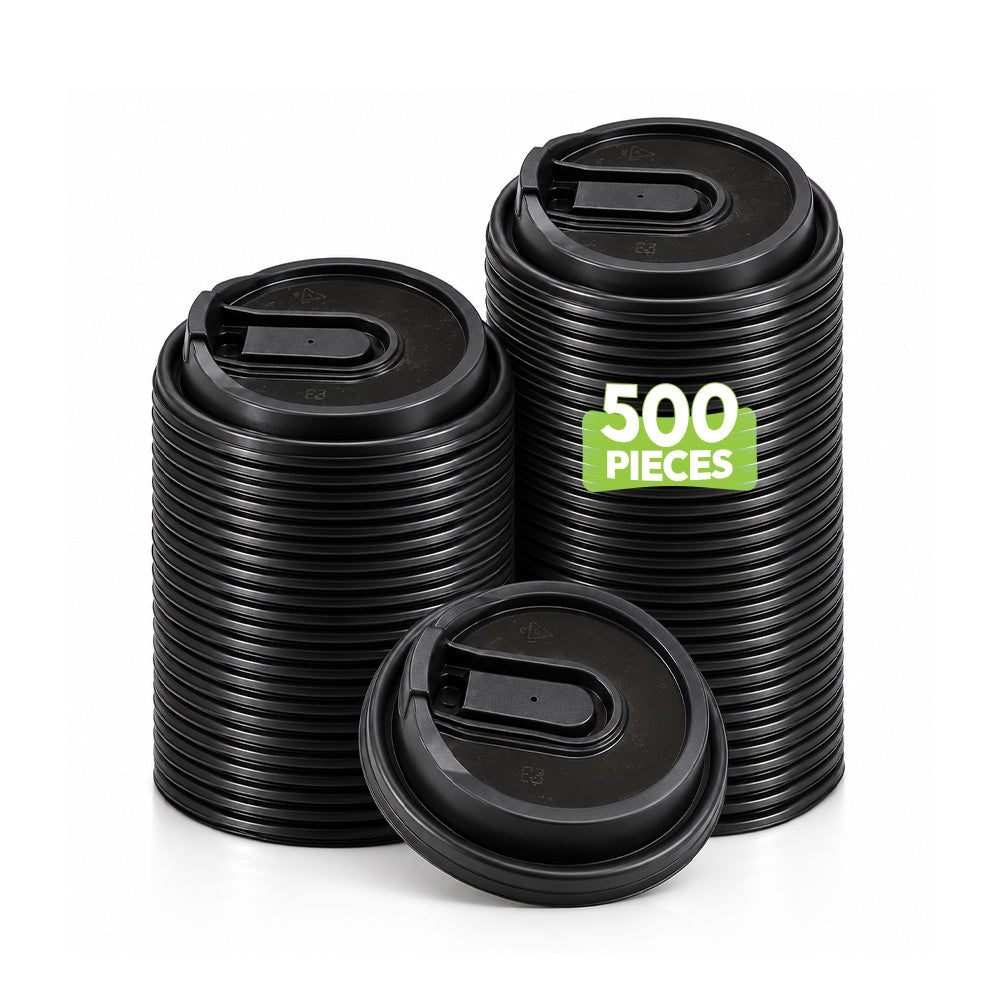90mm Black PP Lid for 12/16oz - 500 Pcs Wholesale Pack - SNH Packing