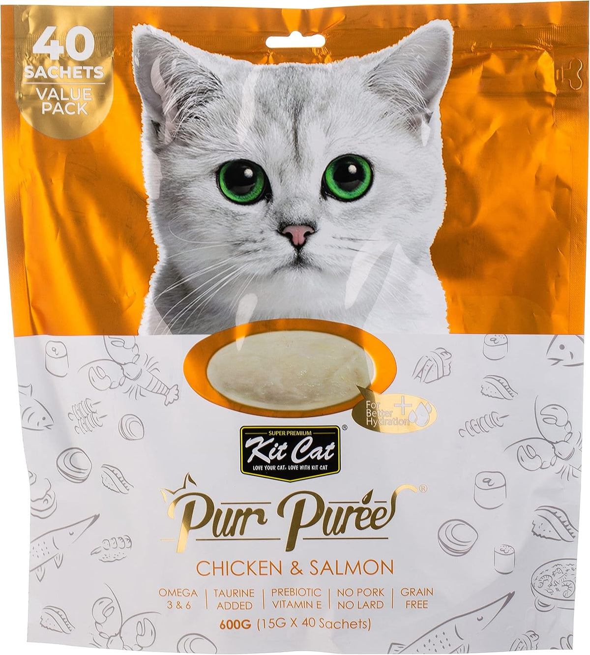 Kit Cat Puree 600g Chicken & Salmon-40pcs
