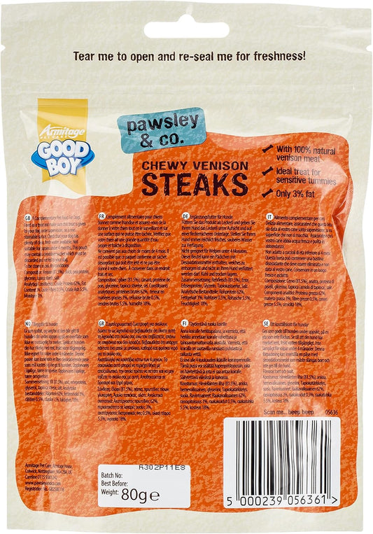 GOOD BOY Chewy Venison Steaks Dog Treats 80G