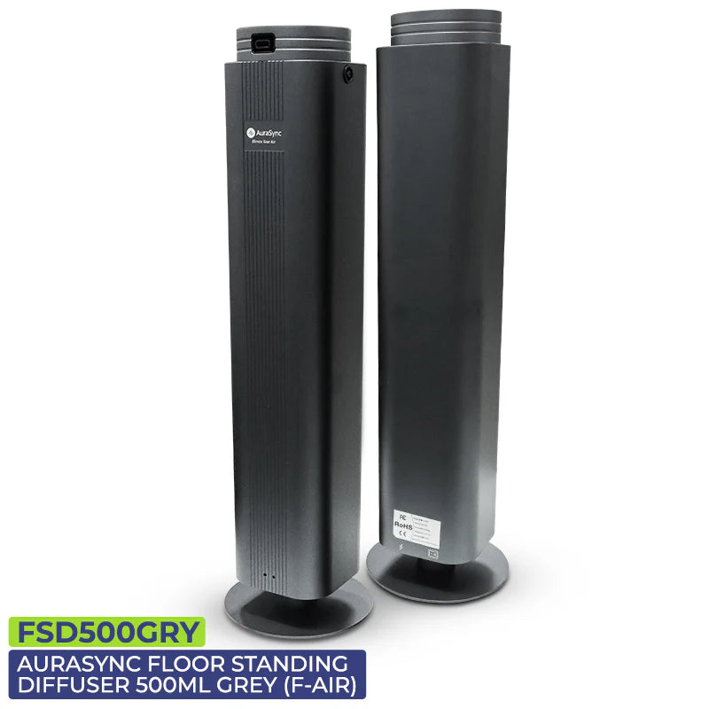 AURASYNC Floor Standing Diffuser 500ml – Grey (F-AIR) | Premium Scent Machine for Home & Office