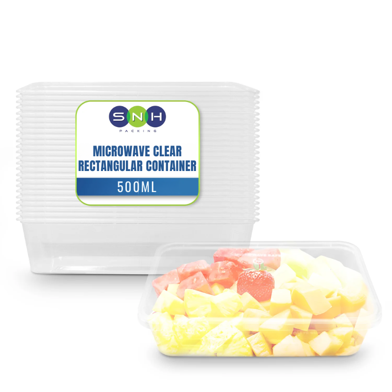 Microwavable Rectangular Food Containers – Clear Base with Lid (500ml, 650ml, 750ml, 1000ml, 1500ml) | Disposable Takeaway Packaging