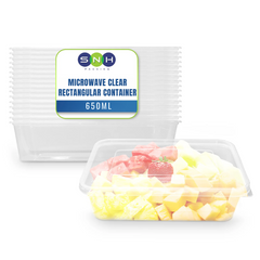 Microwavable Rectangular Food Containers – Clear Base with Lid (500ml, 650ml, 750ml, 1000ml, 1500ml) | Disposable Takeaway Packaging