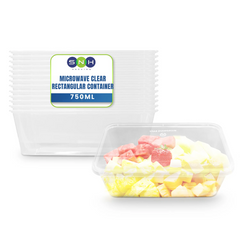 Microwavable Rectangular Food Containers – Clear Base with Lid (500ml, 650ml, 750ml, 1000ml, 1500ml) | Disposable Takeaway Packaging