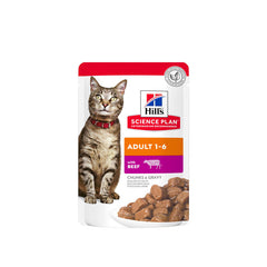 Hill’s Science Plan Adult Wet Cat Food Beef Pouches 12x85g