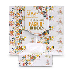 Al Fajr Facial Tissue 150 Sheets 2 Ply Pack 10 Pieces