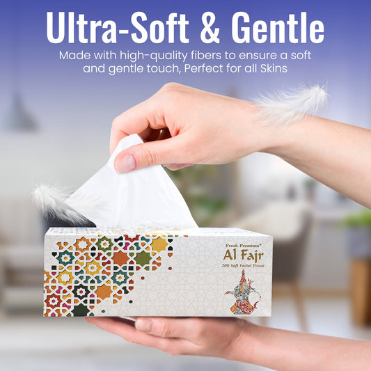 AL FAJR Facial Tissue – 200 Sheets | Pack of 30 Boxes (5 Boxes x 6 Pkts)