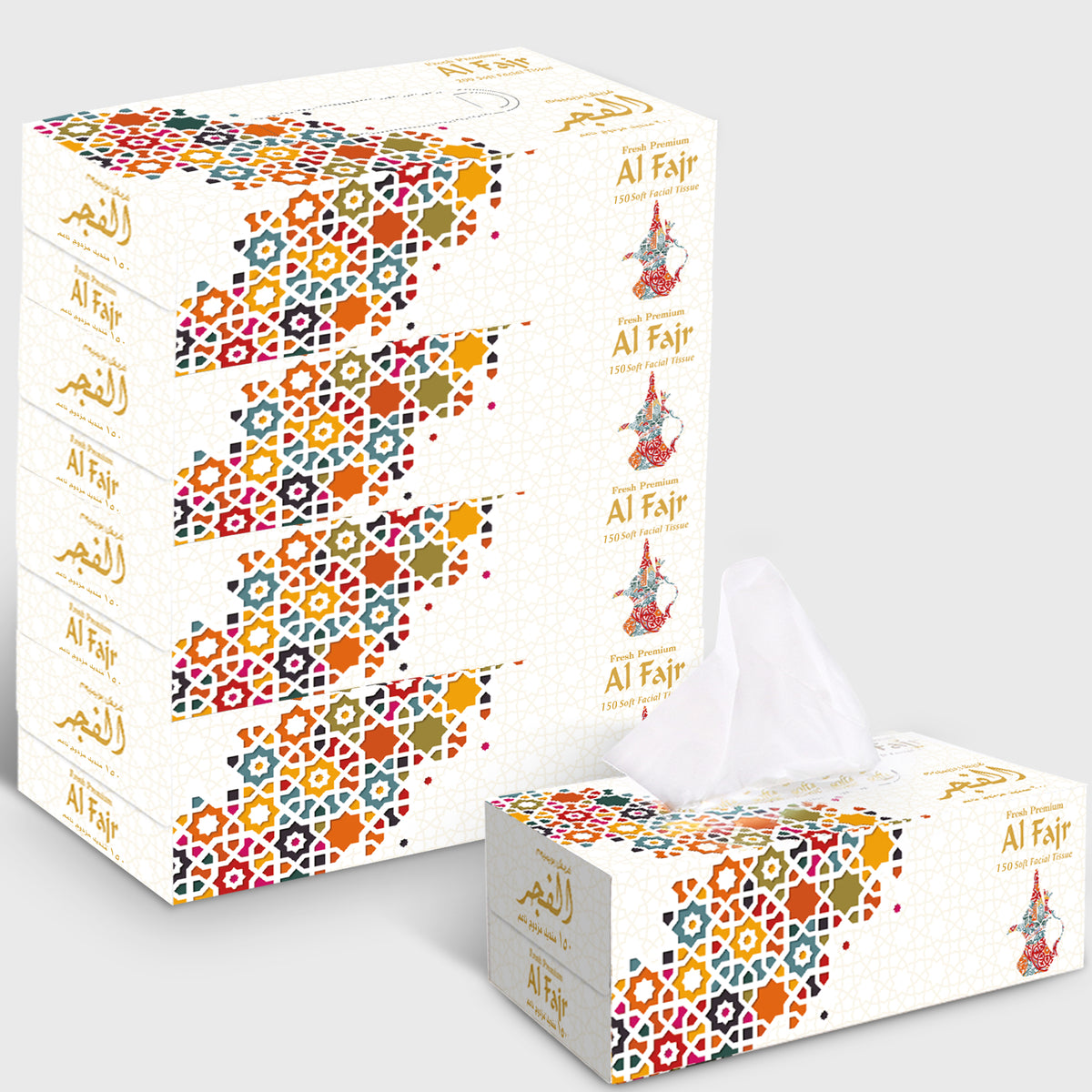 Al Fajr Facial Tissue – 150 Sheets 2-Ply | Soft & Strong Facial Tissue Pack