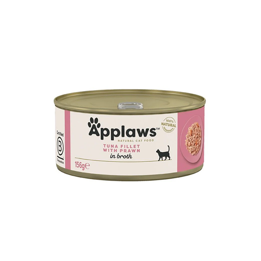 Applaws Tuna Fillet with Prawn in Broth Wet Cat Food 156g Tin