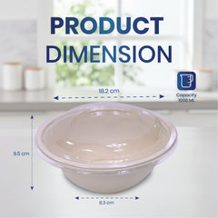 Bagasse Round Containers with Lids | CH550–CH1000 | Eco-Friendly Takeaway Boxes | Bulk Pack