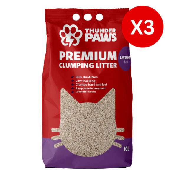 Thunder Paws Premium Hard Clumping Clay Cat Litter LAVENDER - 10L